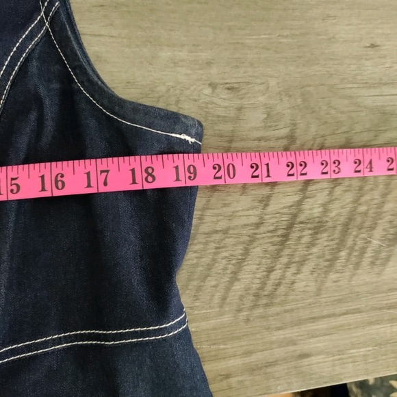 Ann Klein Vintage-Style Dark Wash Denim Sheath Dress with Contrast Stitching 14 - Picture 4 of 7